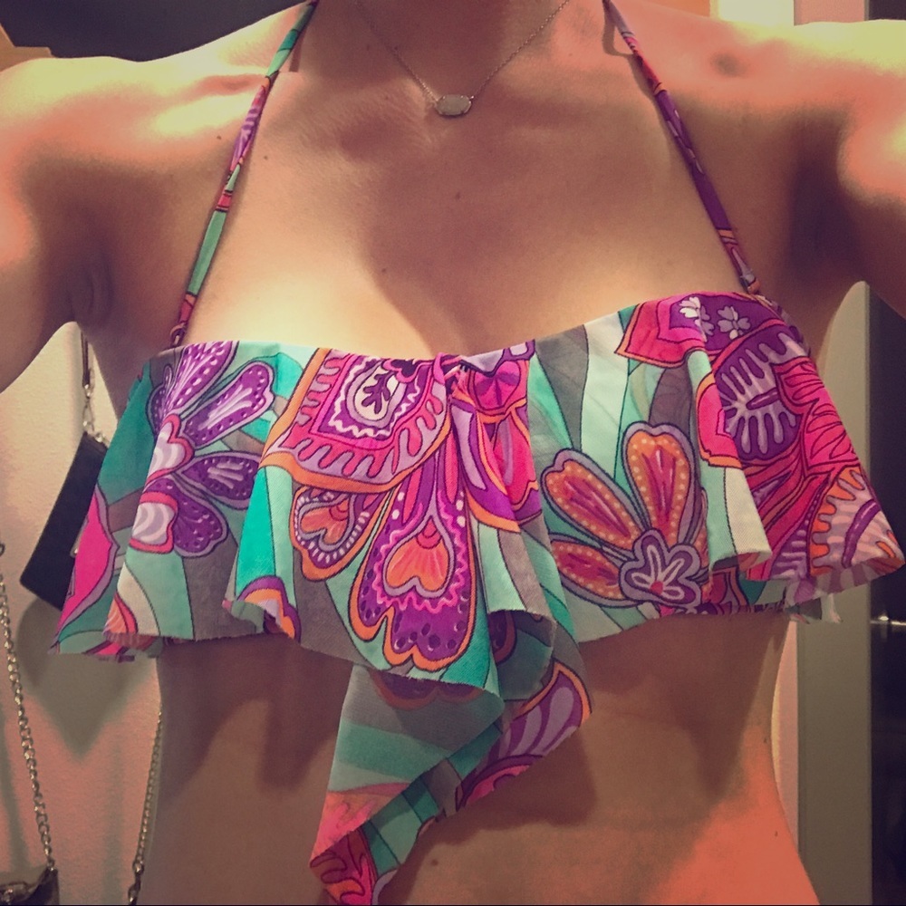 Colorful bandeau bikini top